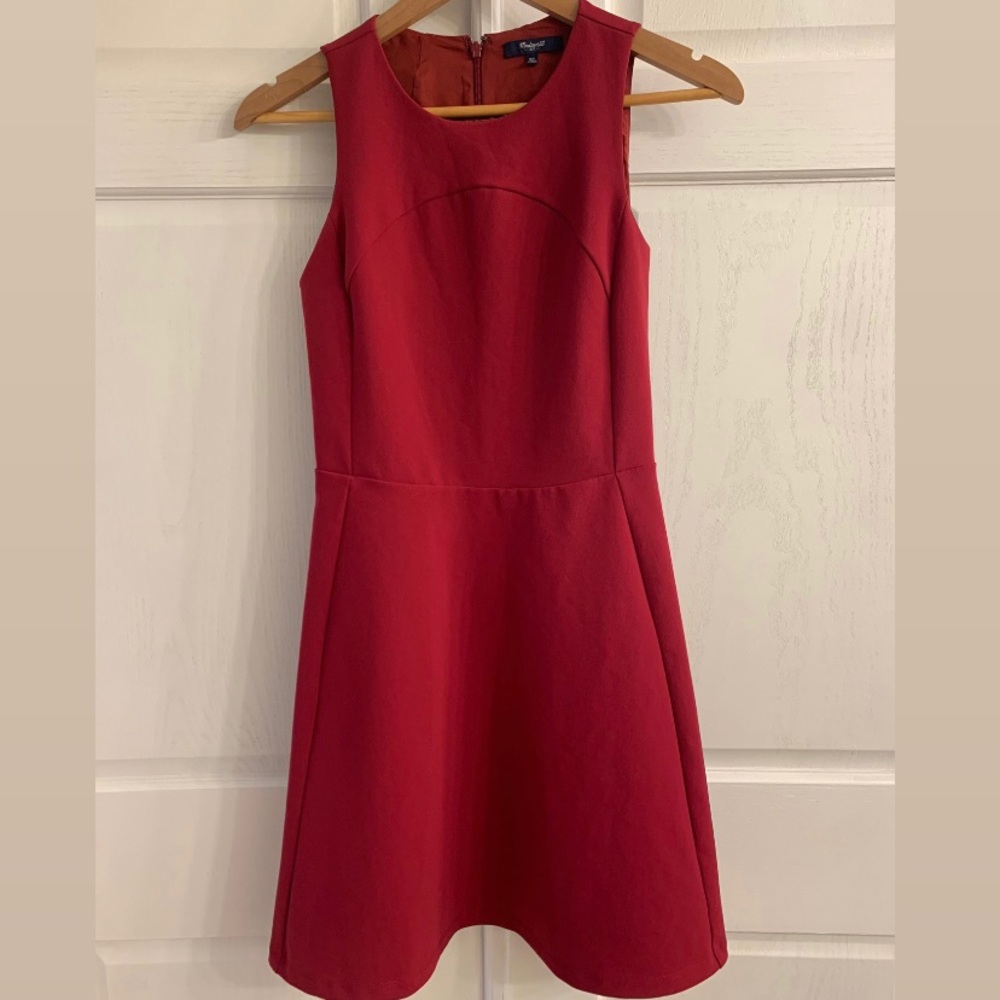 MADEWELL FIT AND FLARE RED DRESS